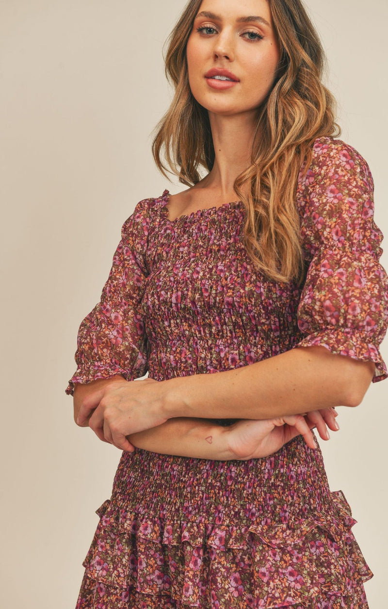 Tan Dear Rosaline Smocked Top Shirts & Tops