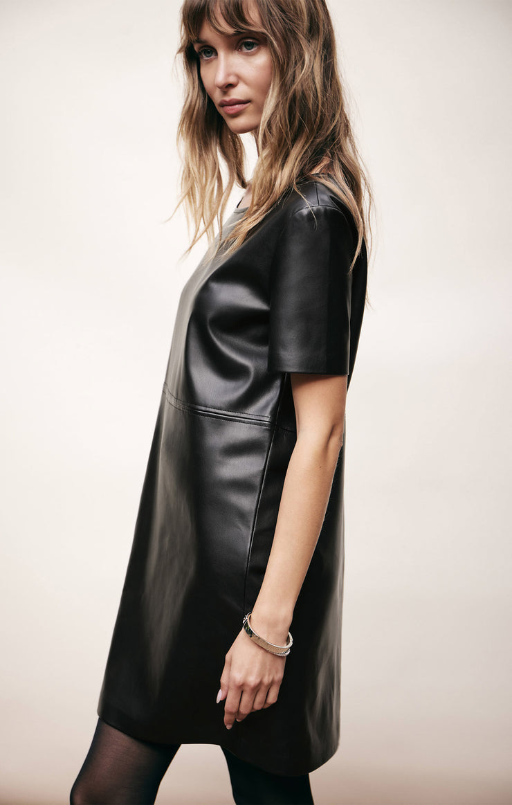 Dark Slate Gray London Faux Leather Dress Mini Dress