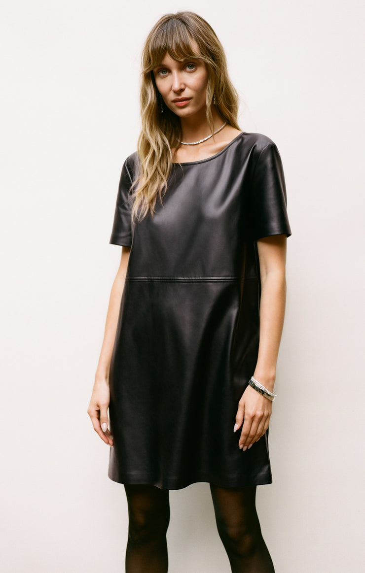 Black London Faux Leather Dress Mini Dress