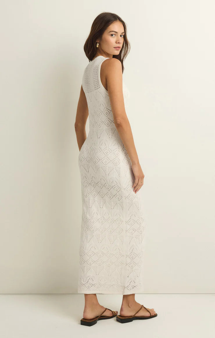 Light Gray Mallorca Crochet Midi Dress Midi Dress