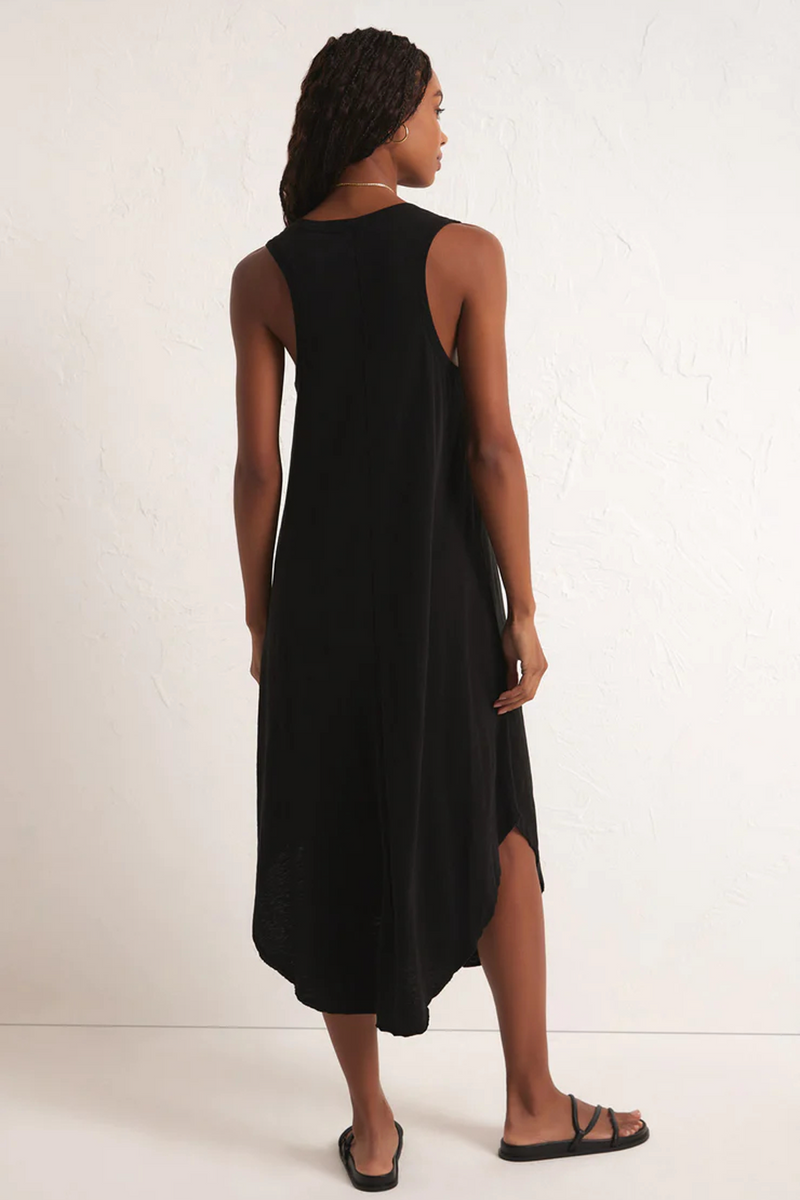 Black Reverie Slub Midi Dress Midi Dress