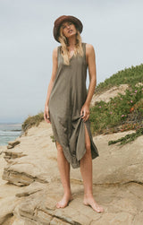 Gray Reverie Slub Midi Dress Midi Dress