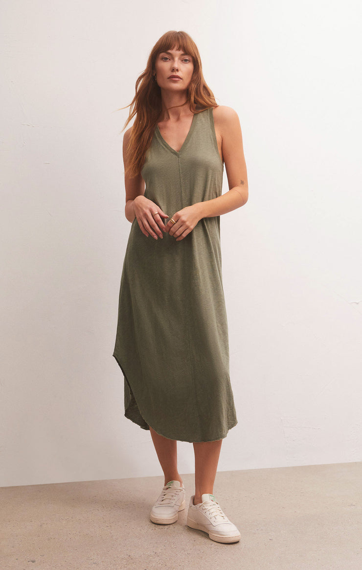 Light Gray Reverie Slub Midi Dress Midi Dress