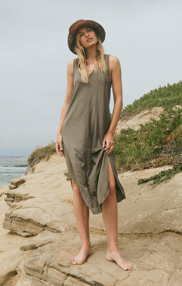 Gray Reverie Slub Midi Dress Midi Dress