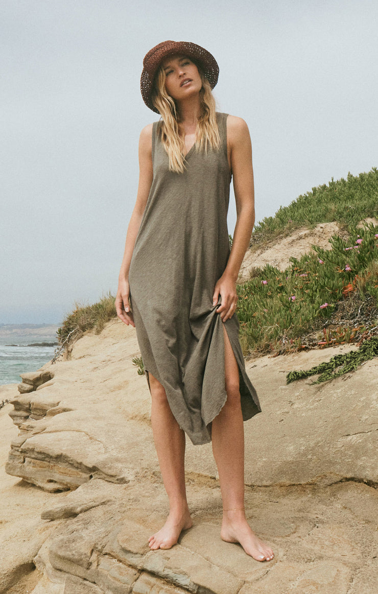 Gray Reverie Slub Midi Dress Midi Dress