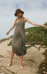 Rosy Brown Reverie Slub Midi Dress Midi Dress