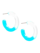Light Cyan Lucite Two-Tone Open Hoop Earring Earring