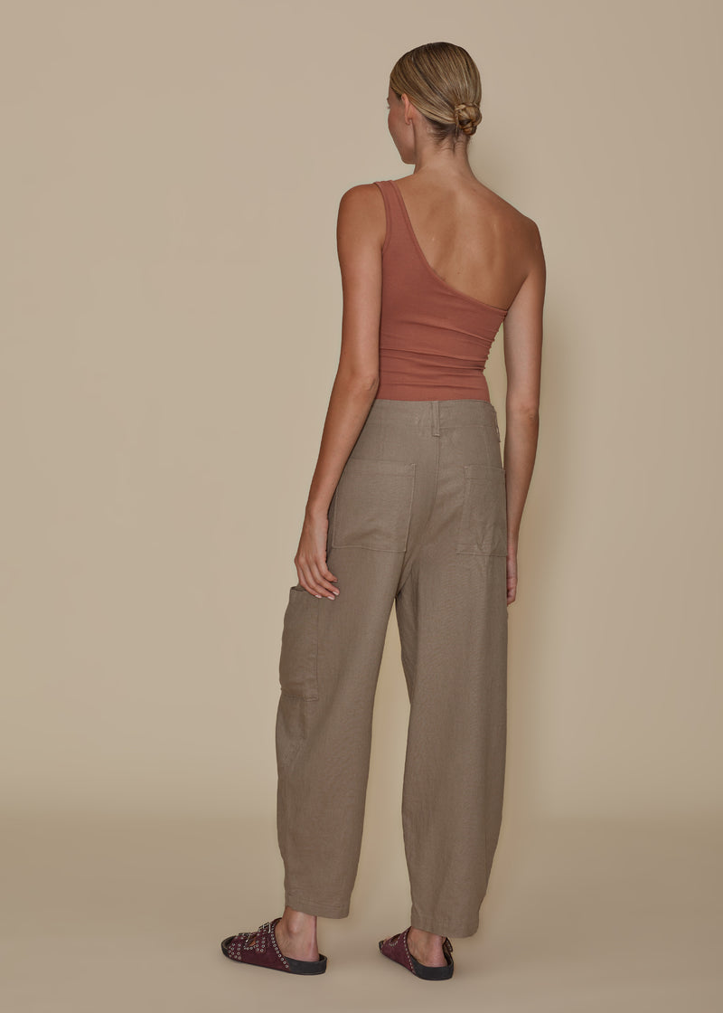 Rosy Brown Linen Goldie Balloon Cargo - Camel Jeans