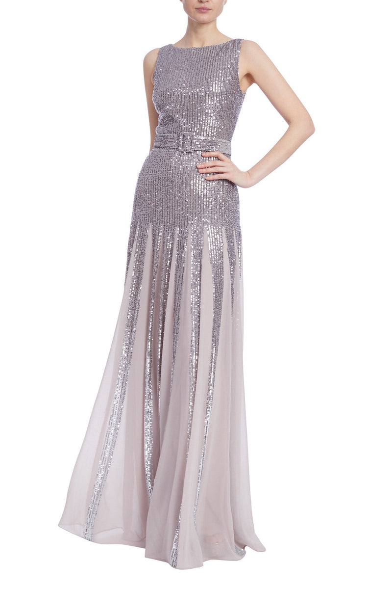 Gray Shimmer | Godet Gown Formal Dress