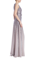 Gray Shimmer | Godet Gown Formal Dress