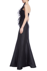 Dark Slate Gray Feather Fan | Mermaid Gown Formal Dress