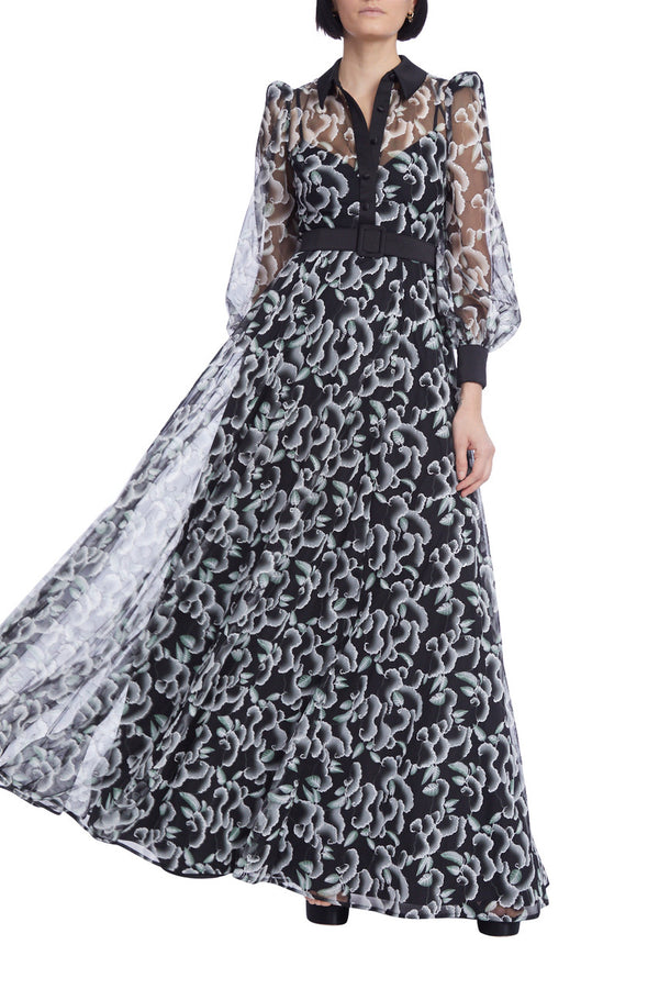 Dark Slate Gray Cloud | Tulle Beaded Shirt Dress Formal Dress