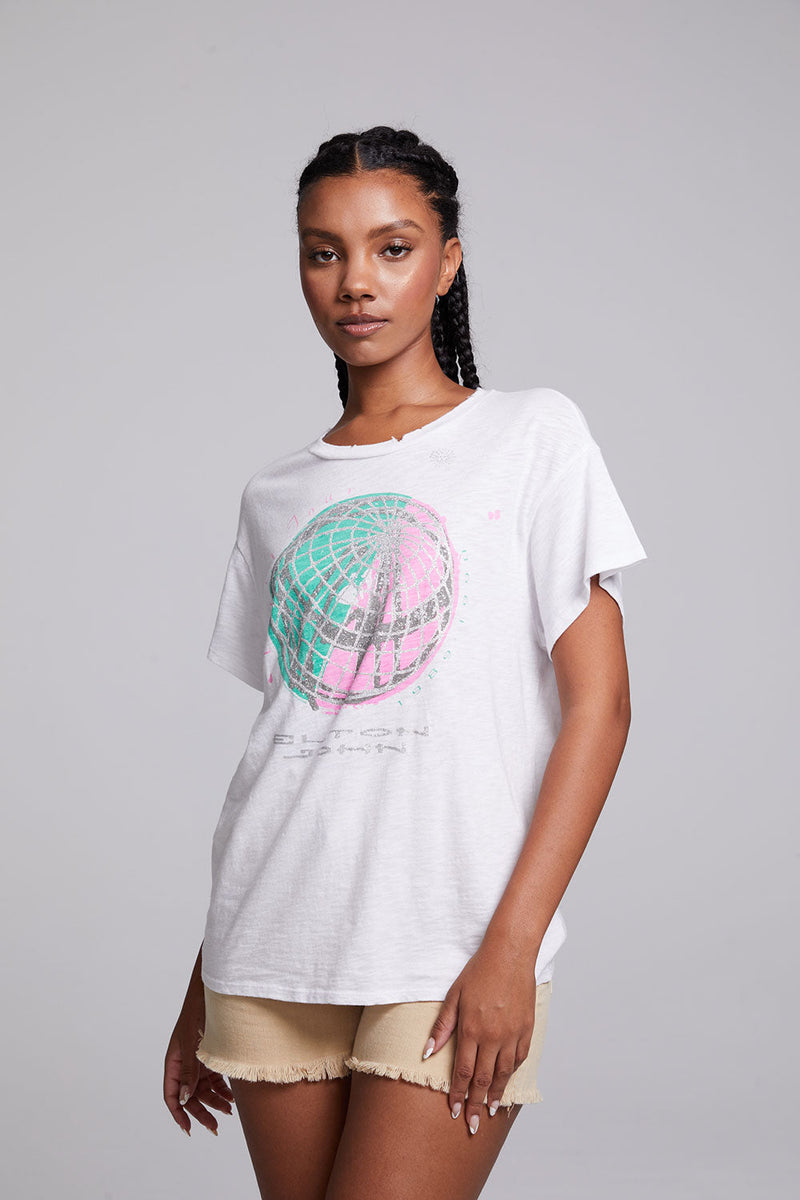 Gray Elton John World Tour Crew Neck Tee Shirts & Tops