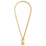 Tan Stacie Toggle Chain Coin Necklace Necklace