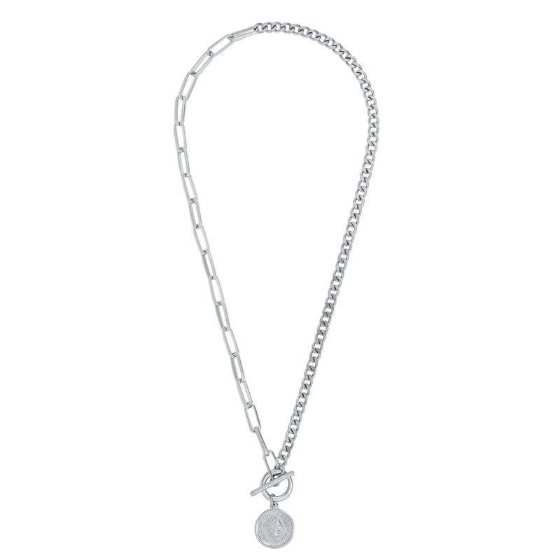 Light Gray Stacie Toggle Chain Coin Necklace Necklace