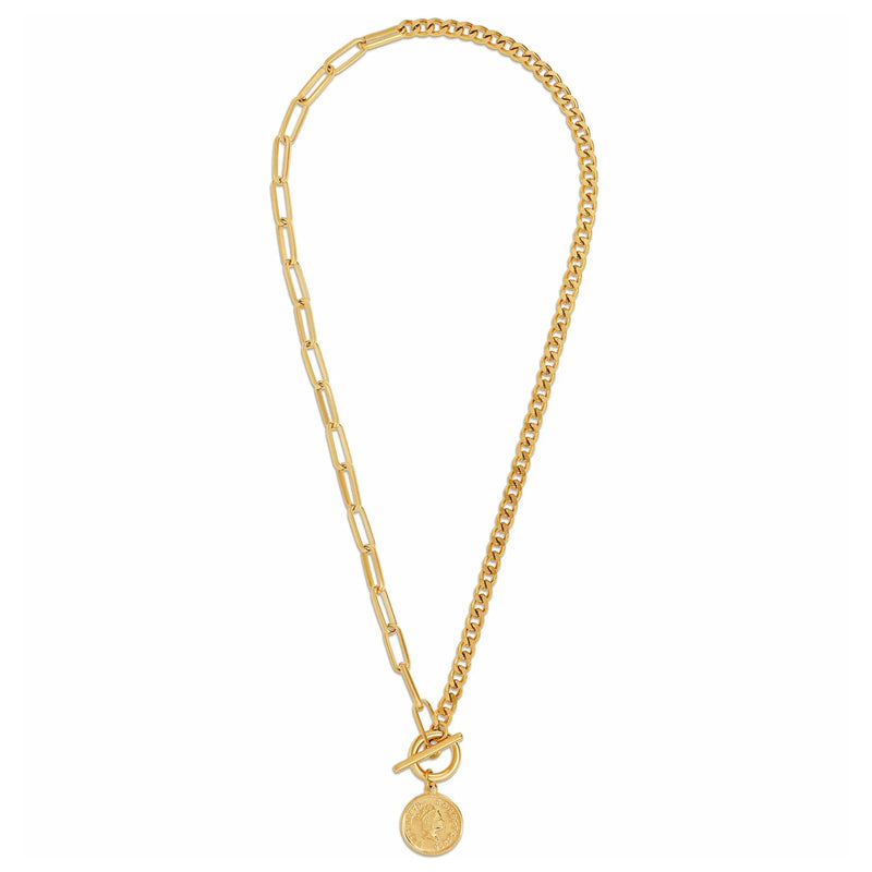 Tan Stacie Toggle Chain Coin Necklace Necklace