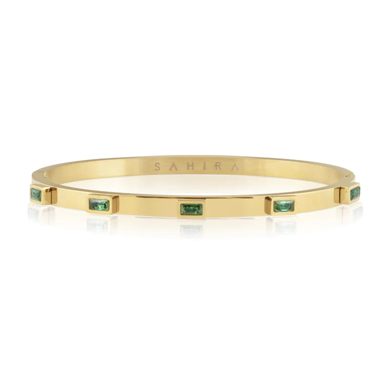 Wheat Emerald Baguette Stackable Bracelet