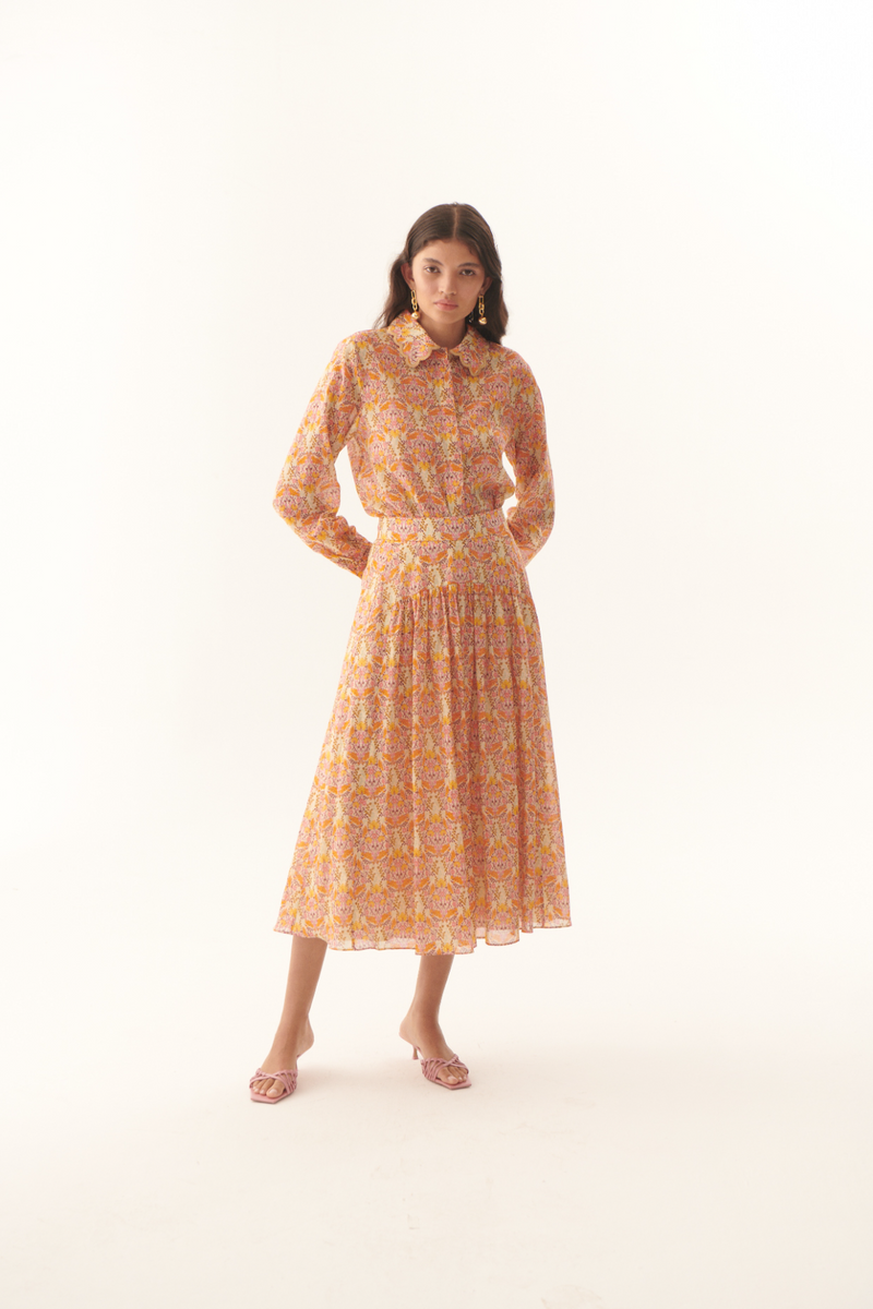 Seashell Natalie Skirt in Multicolor Midi Skirt