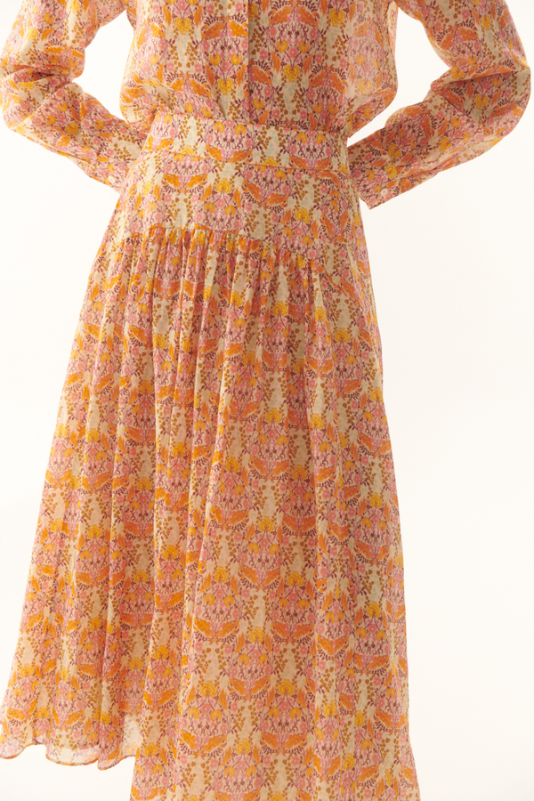 Dark Salmon Natalie Skirt in Multicolor Midi Skirt