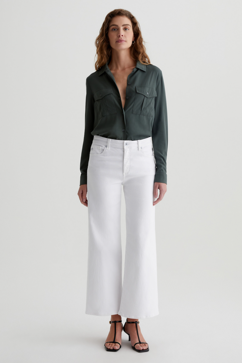 Light Gray Saige Wide Leg Crop | Gallery White Jeans