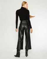 Beige Vegan Leather Straight Leg Cropped Pants Pants