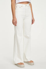 Beige Far Out High Rise Wide Leg Jeans