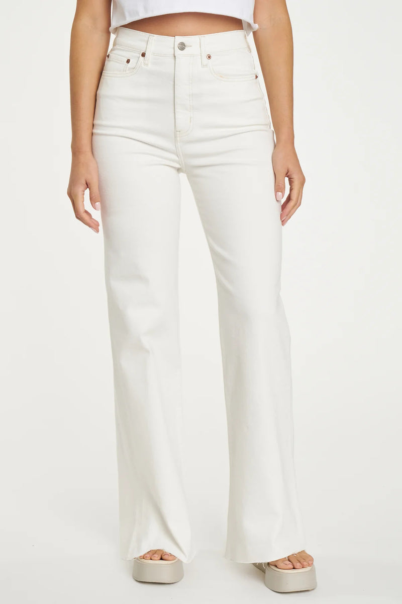 Beige Far Out High Rise Wide Leg Jeans