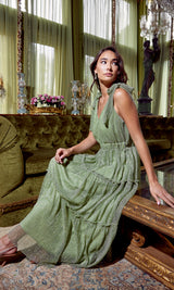 Dim Gray Delilah Shoulder Tie Plisse Maxi Dress Maxi Dress