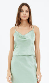 Light Gray Ettie Cowl Neck Cropped Cami Tank