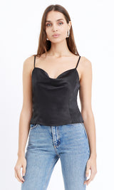 Dark Slate Gray Ettie Cowl Neck Cropped Cami Tank