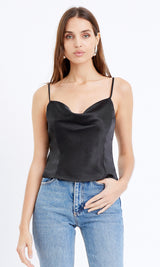 Dark Slate Gray Ettie Cowl Neck Cropped Cami Tank