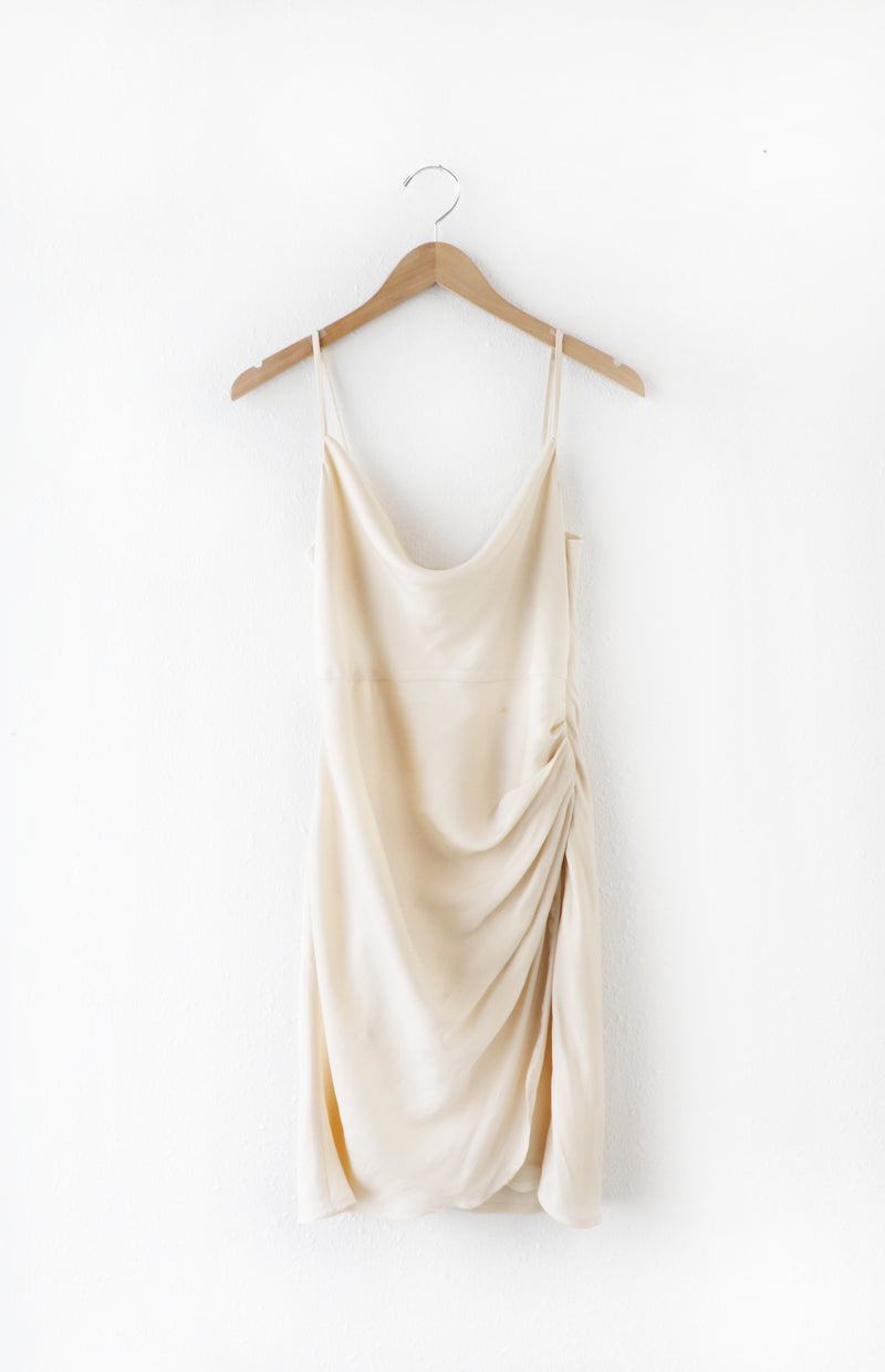 White Smoke Natasha Draped Mini Dress
