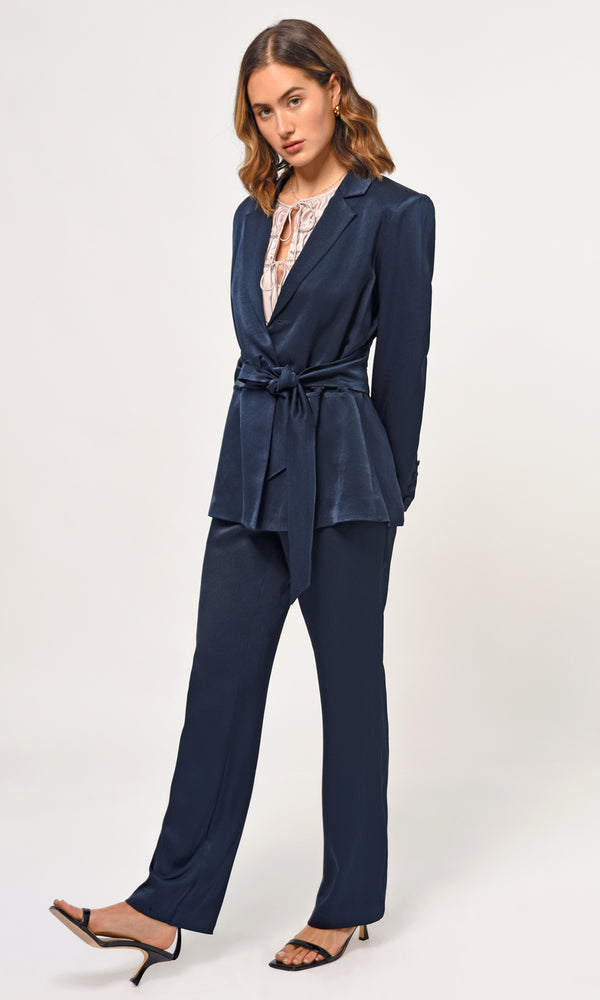 Dark Slate Gray Katherine Tie Waist Blazer Blazer