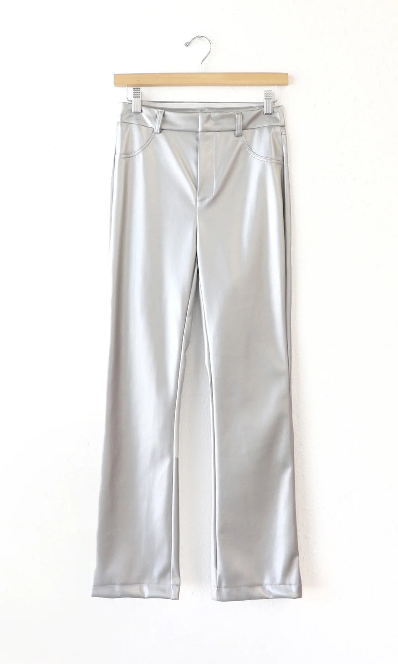 Light Gray Paz Vegan Leather Pant Pant