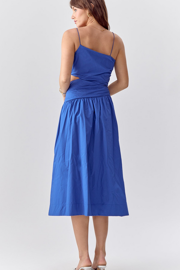 Light Gray Molly One Shoulder Poplin Dress Midi Dress