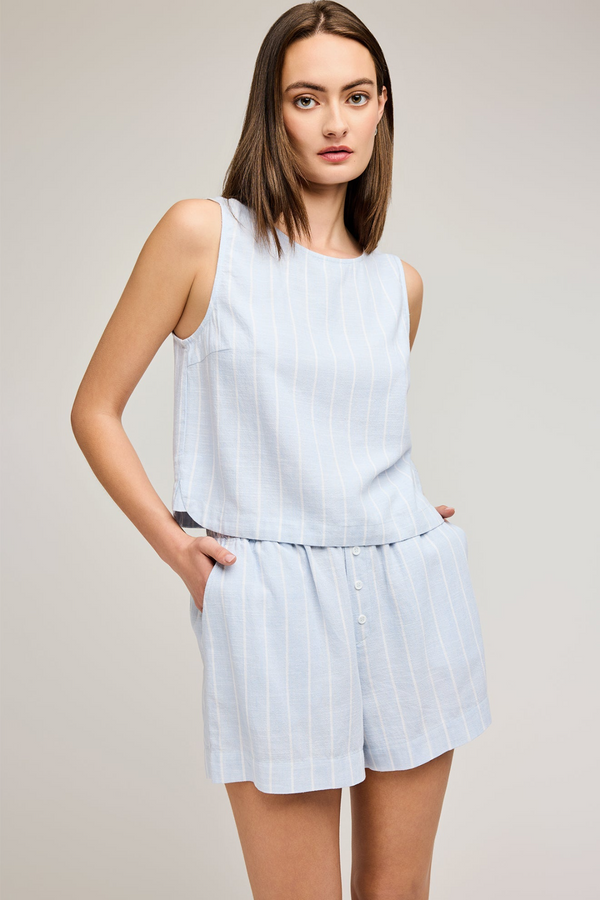 Light Gray River Tank in Sky Stripe Tank