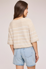 Light Gray Kerrigan Knit Sweater Top
