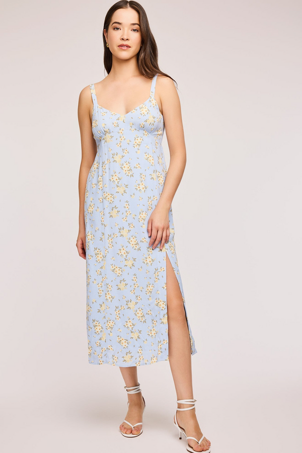 Light Gray Lysandra Floral Midi Dress in Midi Dress