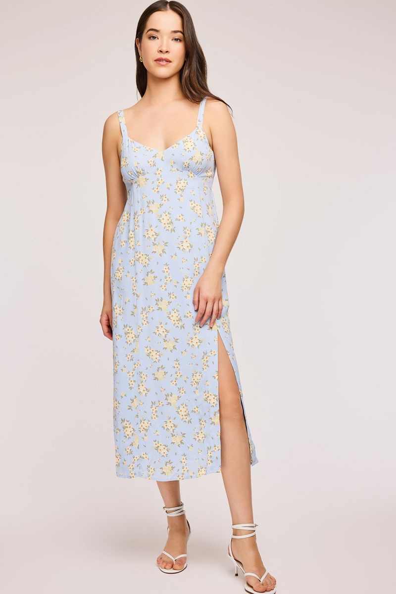Light Gray Lysandra Floral Midi Dress in Midi Dress