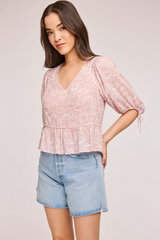 Serafina Floral Blouse in Blush Bouquet