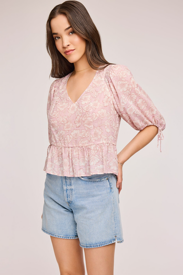 Serafina Floral Blouse in Blush Bouquet