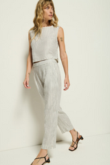 Grayson Pant in Linen Stripe
