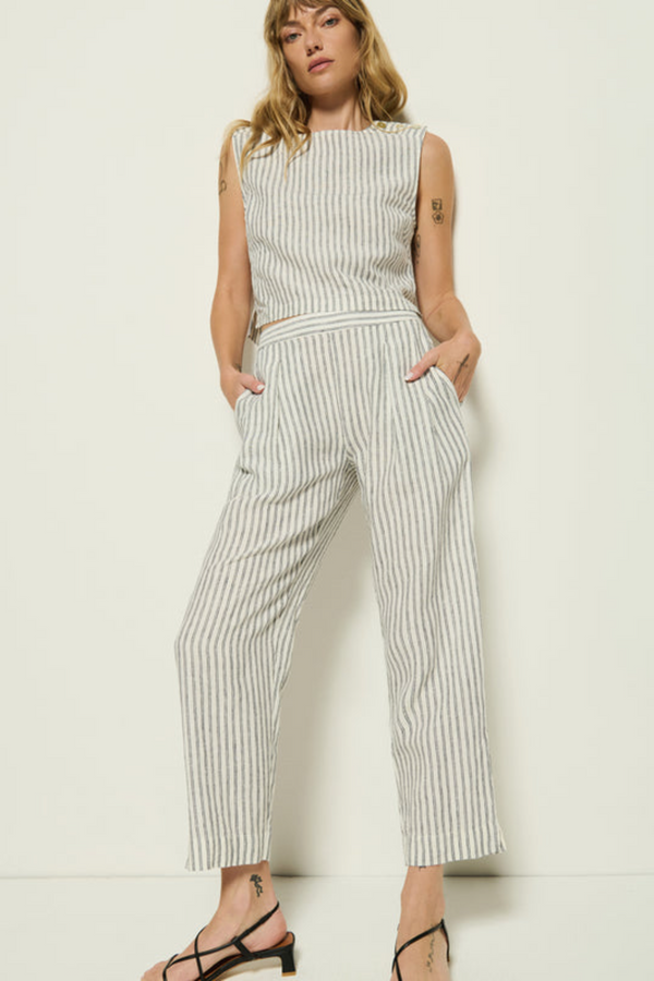 Grayson Pant in Linen Stripe
