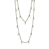 Dark Slate Gray Bezel Droplet Strand Necklace Necklace