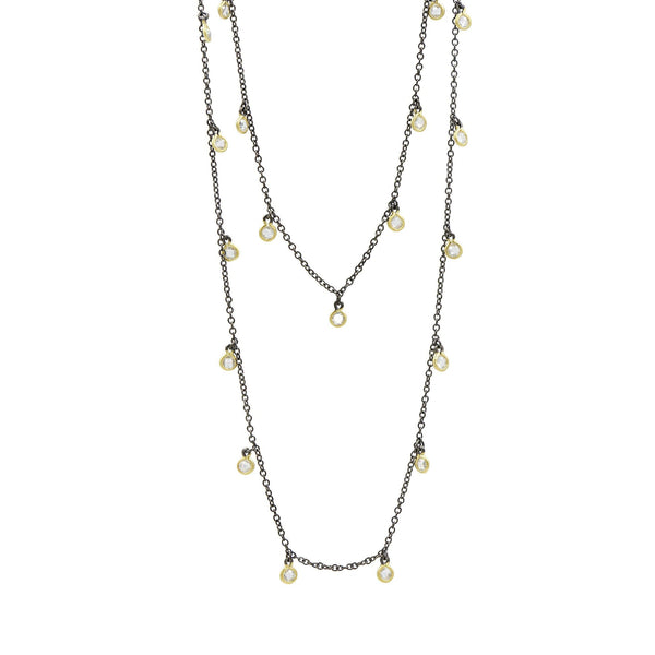 Dark Slate Gray Bezel Droplet Strand Necklace Necklace