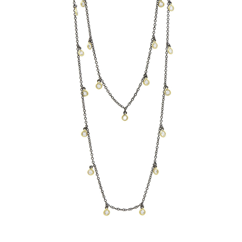 Dark Slate Gray Bezel Droplet Strand Necklace Necklace