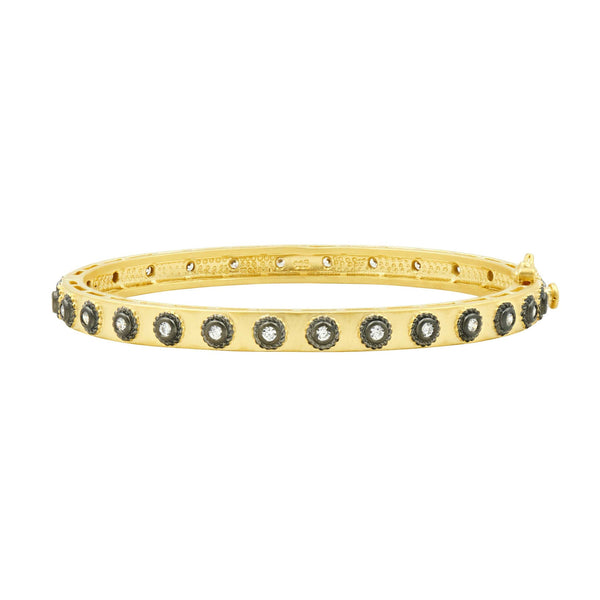 Light Goldenrod Signature Studded Eternity Hinge Bangle Bracelet