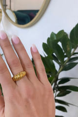 Rosy Brown Gold Croissant Ring Ring