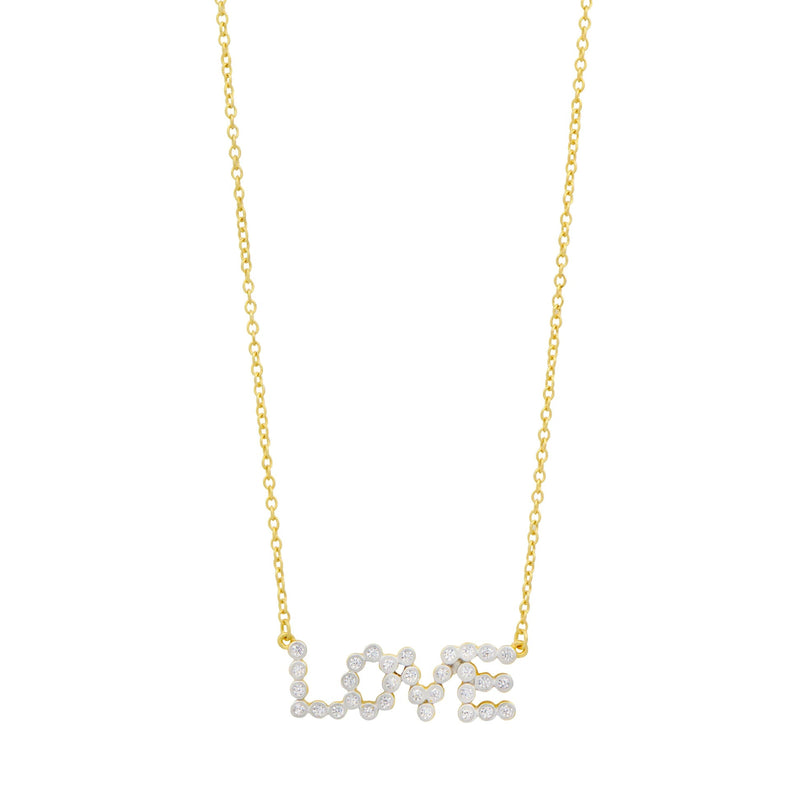 Antique White Sparkling Love Necklace Necklace