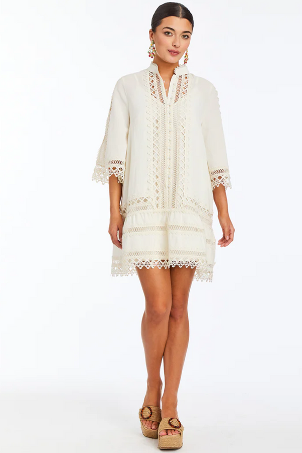 White Smoke Goldie Lace Mini Dress Mini Dress